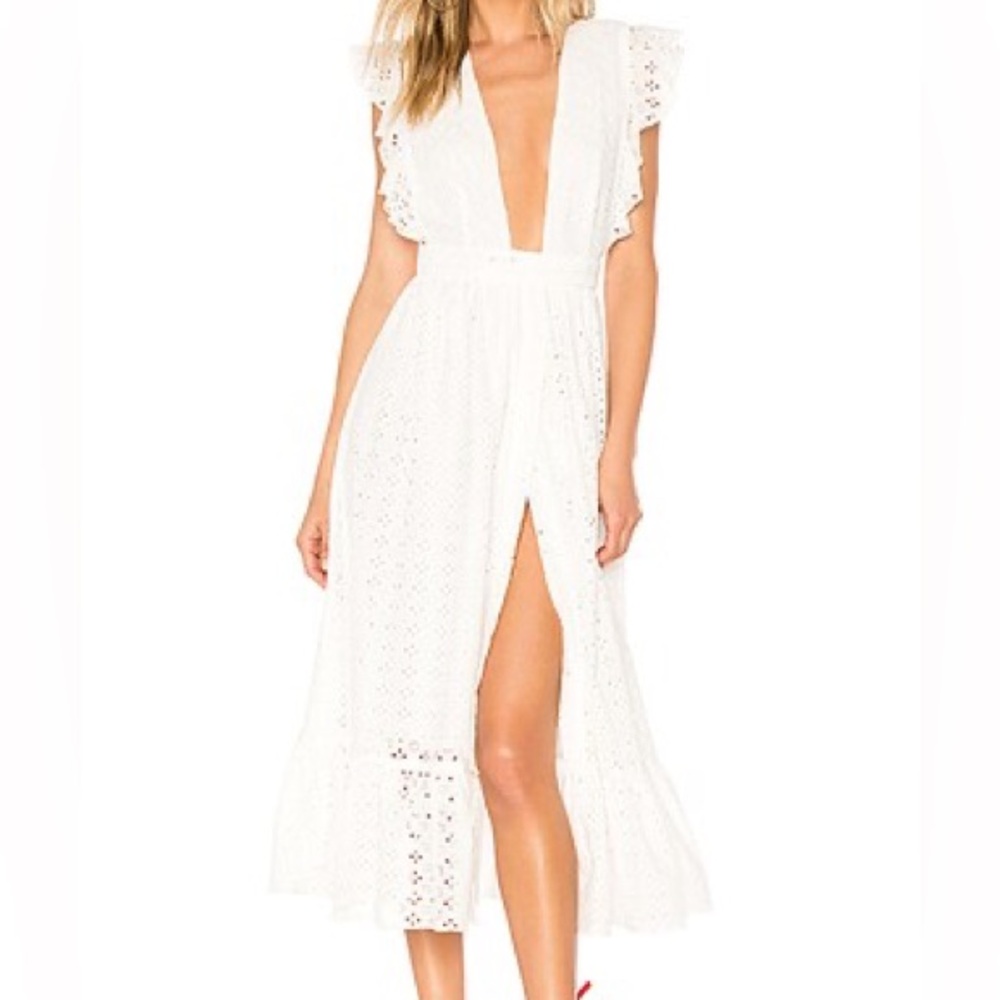 White Eyelet Midi Dress
